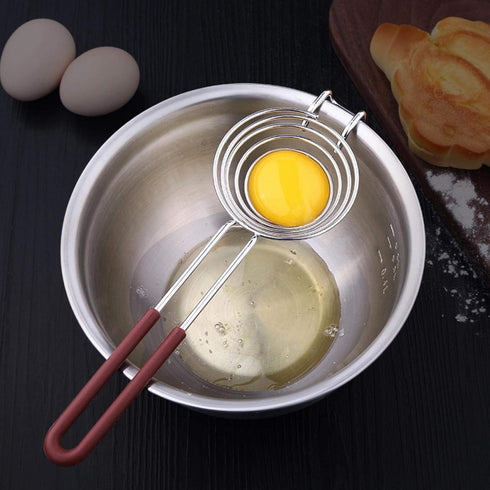 Stainless Steel Egg Yolk White Separator with Long Handle, Kitchen Baking Tool