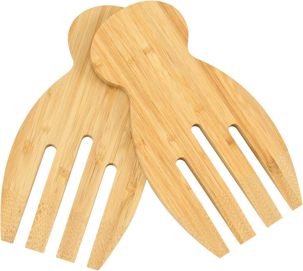 Bamboo Salad Hands, 2pcs 7.1in Bamboo Salad Server, Kitchen Helper with Smooth Surface, Salad Claws Set for Serving