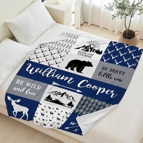 LASTSTA8 Ship Next Day,Ship Next Day,Personalized Baby Blankets for Boys Girls, Custom Flannel Blanket with Name