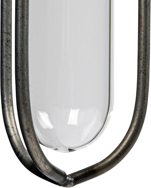 Creative Co-Op Small Hanging Metal & Glass Test Tube Vase