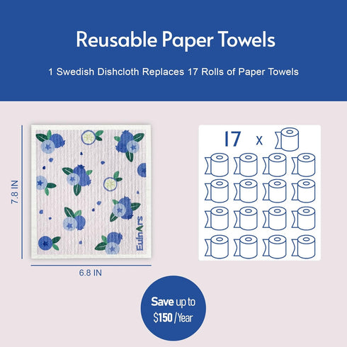 8 Pack Eulnars Swedish Dishcloths for Kitchen, Fruit Swedish Dishcloths, Reusable Paper Towels Washable, Biodegradable