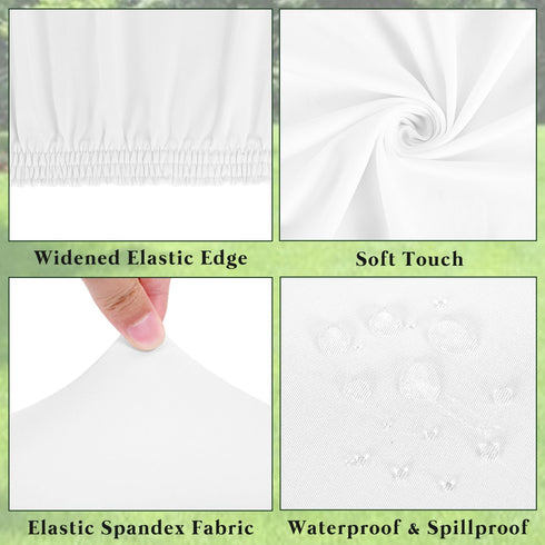 2 Pack 8 (White,30" 96") Picnic Table Cover Fitted Tablecloths Foot Rectangle Tables Elastic Waterproof Stretch