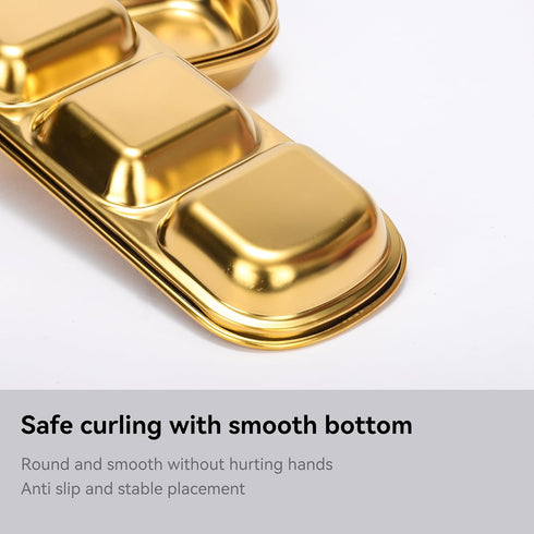 drizzle Sauce Dish, Stainless Steel Gold Condiment Dip Bowls for Soy, Tomato Sauce, Spices, Korean BBQ