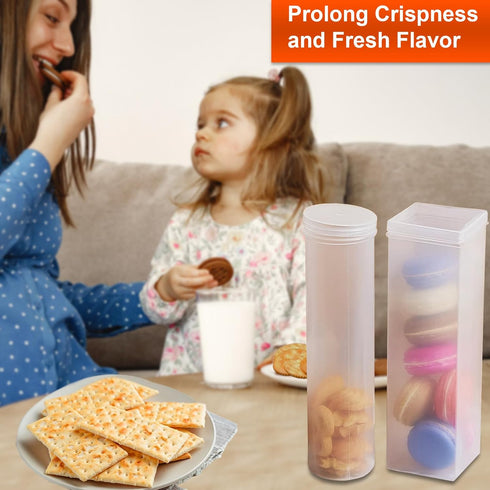 Home-X Set of 2 Saltine Cracker Sleeve Storage Container / Cookie Keeper, 1 Round and 1 Square