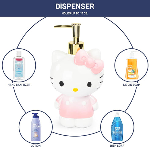 Hello Kitty Pink Resin Soap Dispenser - Stylish Pump for Lotion & Hand Sanitizer