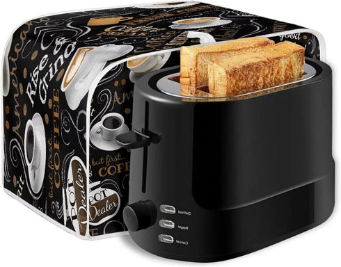 Coffee Print Toaster Covers, Kitchen Accessories Decor for 2 Slice Bread Maker Oven Protection