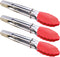 Set of 3 Small Kitchen Tongs with Silicone Tips, 7 Inch (Red)