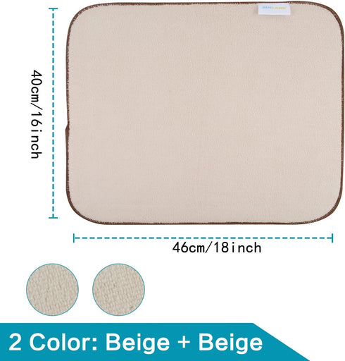 SINLAND Microfiber Dish Drying Mat - Super Absorbent Pad for Kitchen Counter, Large Size 16Inch X 18Inch, Beige 2 Pack