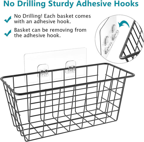 MaraFansie 3 Pack Over the Cabinet Door Organizer, Wall Wire Baskets for Kitchen, Bathroom, and Pantry Storage