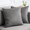 lalaLOOM Velvet Throw Pillow Covers, Set of 2, 18x18 Decorative Square Soft Accent Cases for Couch, Bedroom, Dark Gray