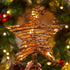 Rattan 3D Star Tree Topper, 12" Rustic Rattan Star with Built-in 10-Bulb String Lights for Christmas Decoration