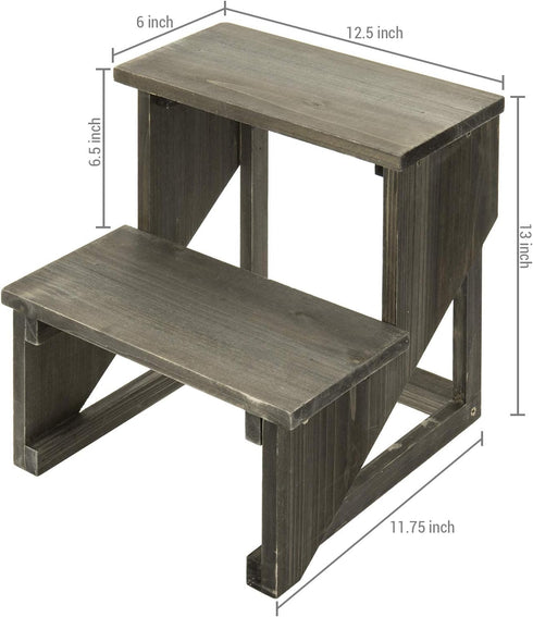2 MyGift Tier Rustic Dark Gray Wood Desktop Plant Rack, Farmhouse Style Planter Stand, Desk Display Organizer, Standing
