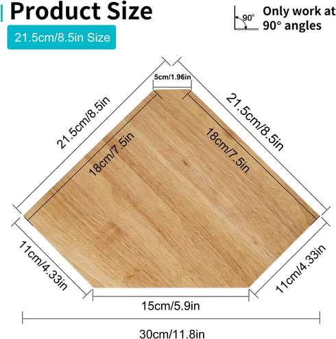 Set 2 Corner Wall Shelves, Corner Floating Shelves of Solid Oak Wood Display Shelf with Wire Hole Small Plant