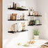Set 5, 4.7 Inches, Fixwal Floating Black Gold Shelves of Width Rustic Wood Wall Storage Shelves for Bedroom, Living