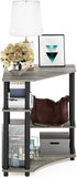 FURINNO Turn-N-Tube Space Saving Corner Desk, Grey/Black French Oak