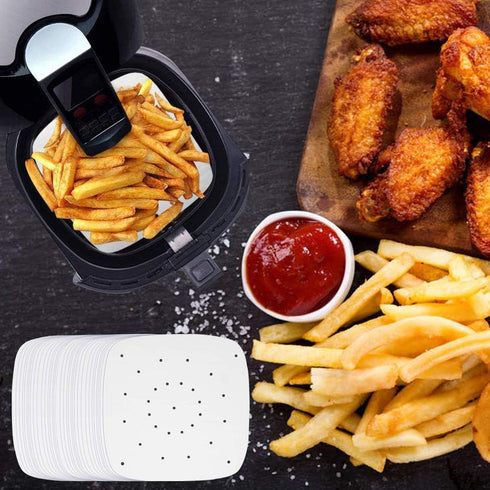 Air Fryer Parchment Paper, 200pcs 9 Inch Perforated Unbleached Square Liners for Easy Cleanup