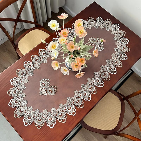 19.7x43.3 Bedside Tablecloth Lace Doilies for Side Table Cloth Runner Tabletop Dust Cover Bedroom Nightstand Decor