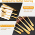 Gold Serving Utensils Set - 12 Pcs Stainless Steel with Slotted Spoons, Forks, Tongs, and Soup Ladle