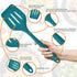 Teal Blue Kitchen Utensils Set, E-far 15-Piece Silicone Cooking Utensils with Holder, Heat Resistant for Cooking