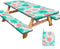 HobbLab Picnic Table Cover with Bench Covers Portable Table Cloth Built-in Storage Pocket