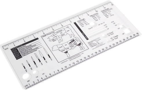 Culinary Ruler Acrylic Cutting Reference Template, Cooking Measurement Tool for Food with Weight Temperature Chart