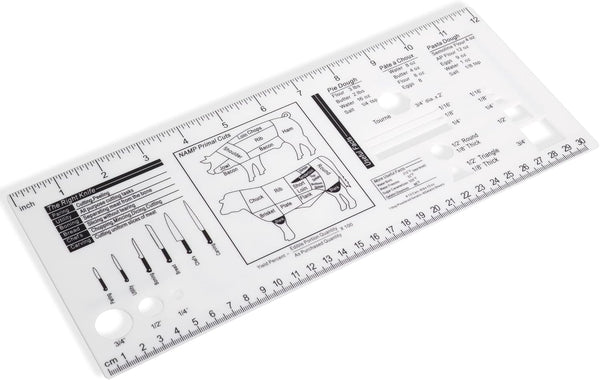 Culinary Ruler Acrylic Cutting Reference Template, Cooking Measurement Tool for Food with Weight Temperature Chart