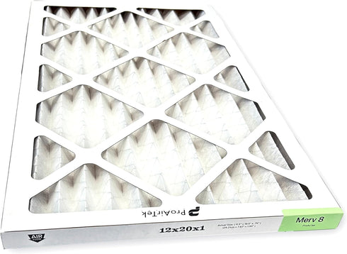 Proairtek AF12201M08SWH Model 12x20x1 Pack of 2 Air Filters, MERV 8 for Clean Air in Home
