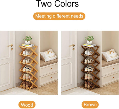 Closet 6 YYW Shoe Rack, Foldable Bamboo Shoes Shelf, Freestanding Shoe Storage Organiser for Entryway, Hallway