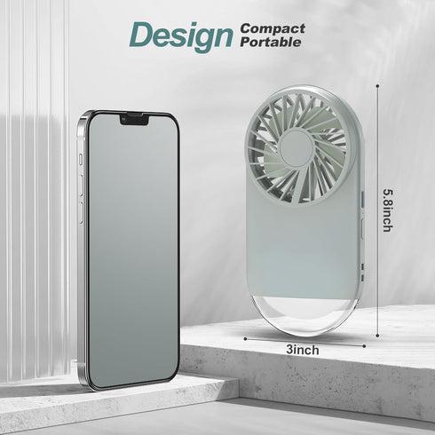 Handheld Mini Fan, USB Rechargeable Pocket Fan with Flashlight, 4 Speeds, Portable for Travel/Summer/Concerts