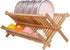 SZUAH Collapsible Bamboo Dish Drying Rack for Kitchen Counter, Space Saving Organizer (17.8"x10.23"x9.25")