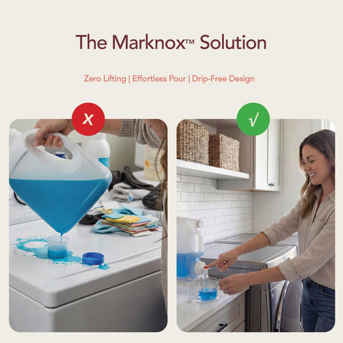 2 Pack Laundry Detergent Holder Riser Organizer - Clear Acrylic Dispenser Stand with Gravity Flow Base and Cap Station