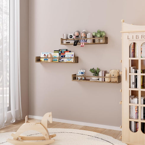 23.6 Inch Set 3, Fixwal Nursery Book Shelves for Kids Rooms, Floating Bookshelves for Wall of Baby Nursery Decor, Solid