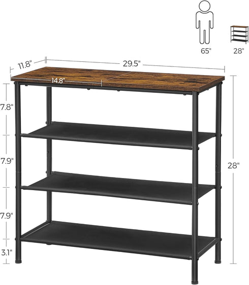 4-Tier Closet, 9-12 3 ULBS035B01 VASAGLE Shoe Rack, Shoe Storage Organizer for Entryway and Holds Pairs of Shoes