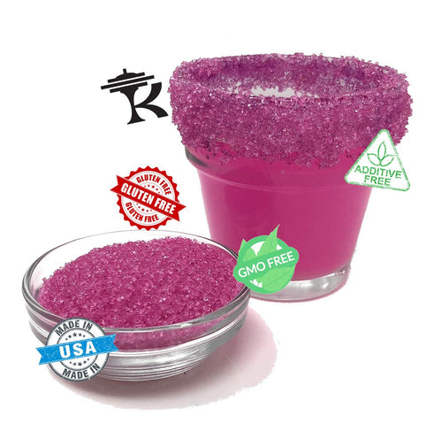 Rimmer Rimming 8oz Snowy River Pink, Cocktail & Margarita Sugar - Vibrant Color Glass Sugar with Medium Crystal Texture