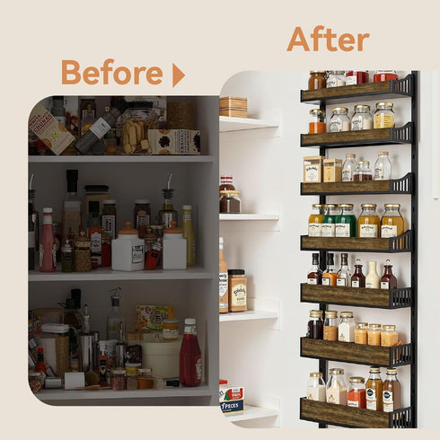 DreamPine 8-Tier 2 1 Over the Door Pantry Organizer, Door Spice Rack Organizer Pantry, Behind the Door Storage