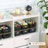 Plastic Storage Baskets with Bamboo Lid - 6 Pack Stackable Containers for Organizing Shelves, Drawers, Desktop, Office