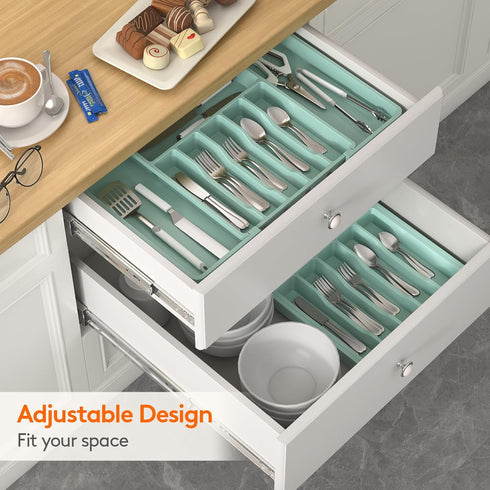 Lifewit Silverware Drawer Organizer | Expandable Utensil Tray for Kitchen, BPA Free Flatware Holder, Adjustable Storage