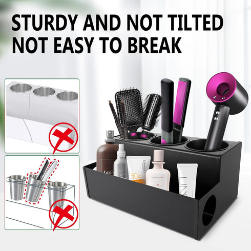 Hair Dryer Holder, Wall Mounted Hair Accessories Organizer for Bathroom Counter, Stainless Steel Storage