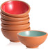 KUYUCU Small Pinch Bowls, 2.5 OZ Terracotta Sauce Cups with 2 Wooden Spoons, Set of 6 Prep Bowls, Dipping Bowls