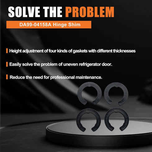Upgrade 4 Pcs Refrigerator Door Hinge Shim Kits, Height Adjustment for Samsung Refrigerator, 4 Different Thicknesses