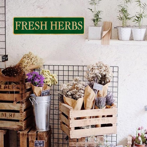 Funny Garden Signs Fresh Herbs Street Sign, 16x4 Inch Quality Metal Wall Decor for Home/Driveway/Bar