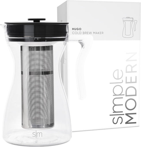 Simple Modern Hugo Cold Brew Coffee Maker, 1.5 Quart Airtight Pitcher with Fine Mesh Filter for Iced Tea