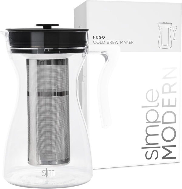 Simple Modern Hugo Cold Brew Coffee Maker, 1.5 Quart Airtight Pitcher with Fine Mesh Filter for Iced Tea