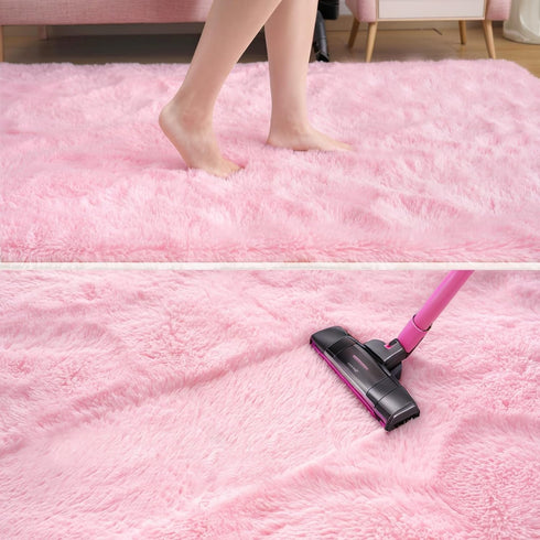 GREFFY 2x8 Soft Runner Rugs for Bedroom, Ft Hallways Modern Plush Pink Shag Carpet, Non Slip Dorm Bedside Shaggy Rug
