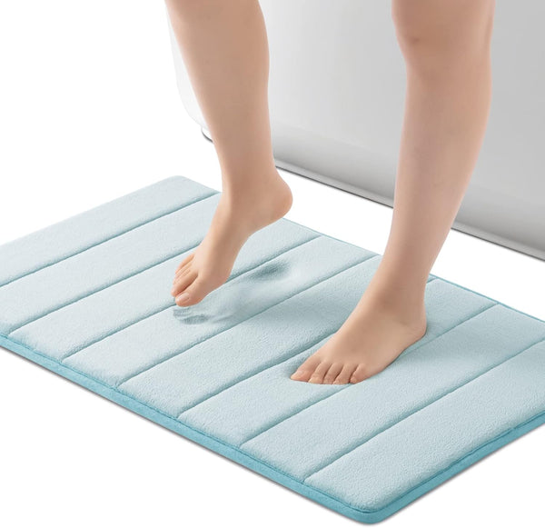 ROSMARUS Memory Foam Bath Mat 17' x 24', Water Absorbent Shower Mat, Ultra Soft Bathroom Rugs for Floor
