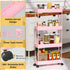 SPACEKEEPER Slim Rolling Storage Cart, 4 Tier Bathroom Organizer with Wheels for Kitchen & Laundry Room, Pink