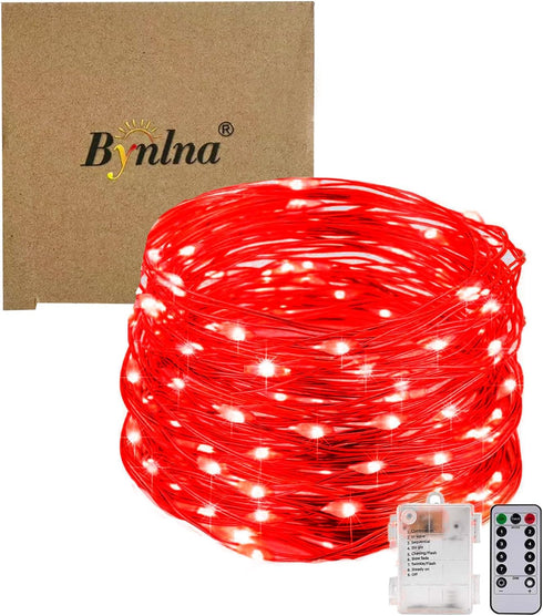 Set 33ft/10M 100LEDs 9 String Lights,LED Copper Wire Lights, Each and Remote Control.AA Battery Powered,Decor Rope