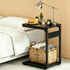 Vovonusy ET-YB-BK1 Wood Pedestal Small Sofa Side Table for Couch, Tall Nightstand, C Shaped End Table, TV Trays