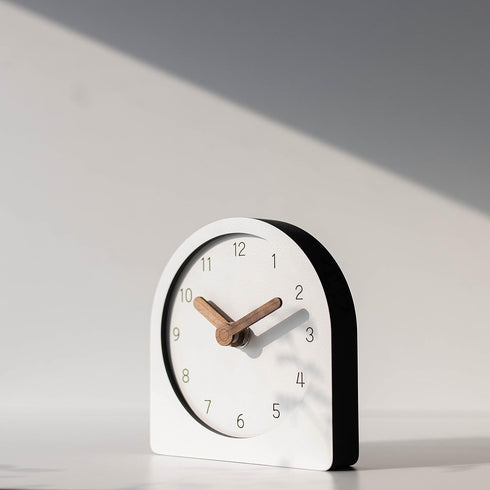 Wooden Silent Non-Ticking Battery Operated Decorative Mini Analog Clock, White for Home Office Living Room