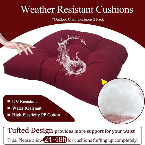 MTMR Set 2, 19X19 Outdoor Chair Cushions of Water-Repellent Patio Chair Cushions with High Elasticity PP Cotton, No